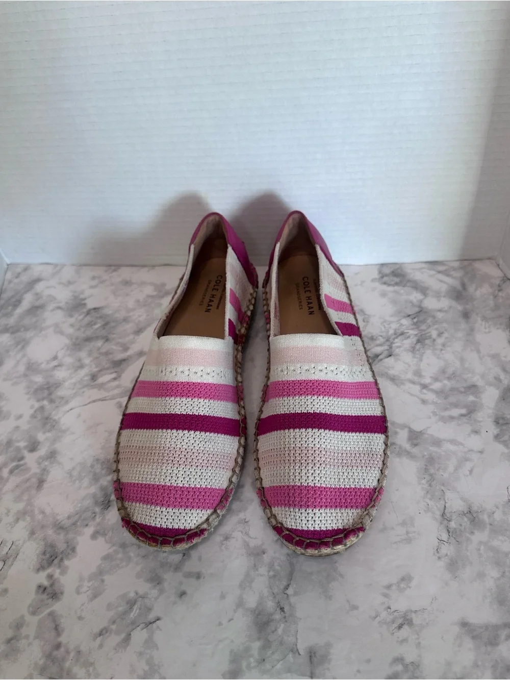 Cole Haan Cloudfeel Pink Stripe Knit Espadrille Flats Women's Size 8 Slip On